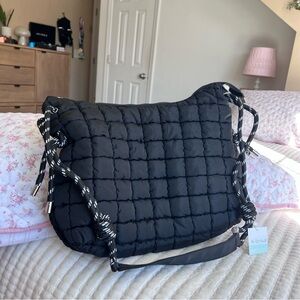 NWT Altar’d State Revival Black Quilted Puffer Rope Crossbody Shoulder Bag Purse